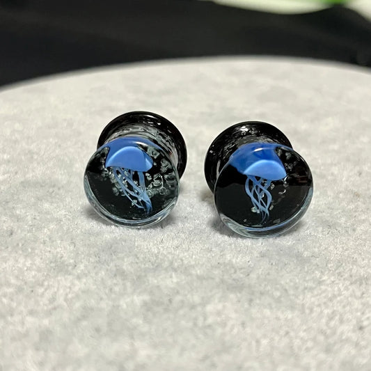 Blue Jellyfish Glass Ear plug